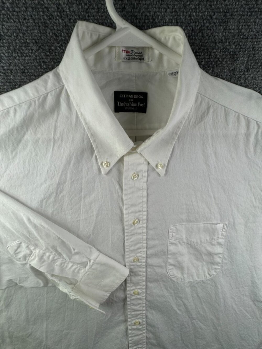 Gitman Bros Button Up Shirt Men White Cotton USA 18 33 Big Fashion Post TTX